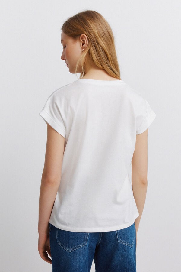 Springfield Printed short sleeve T-shirt beige