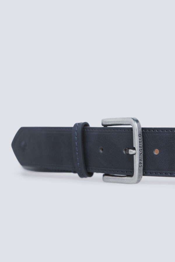 Springfield Leather-effect belt with topstitching blue
