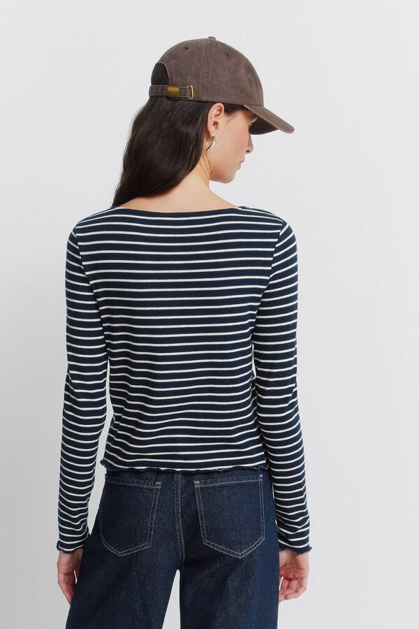Springfield Striped T-shirt with buttons blue