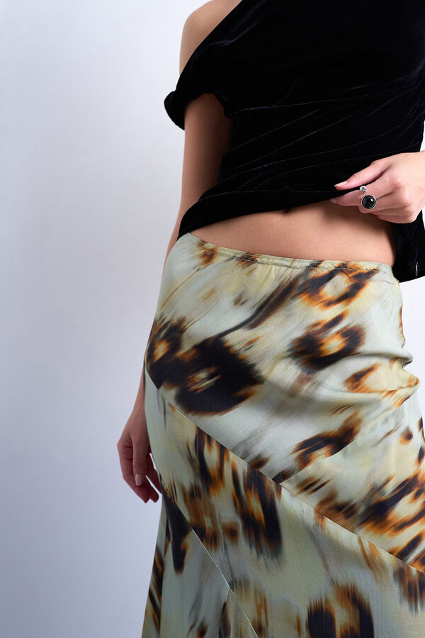 Topshop Falda midi de viscosa verde