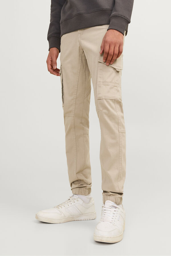 Jack & Jones Junior Pantal&oacute;n cargo slim gris