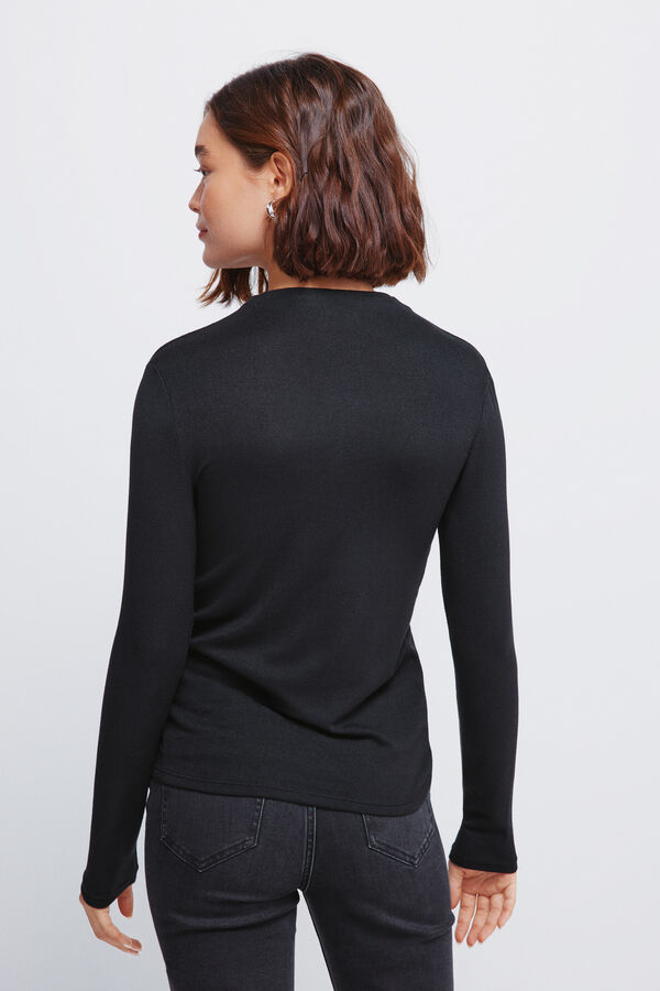 Springfield Soft touch Perkins neck T-shirt black