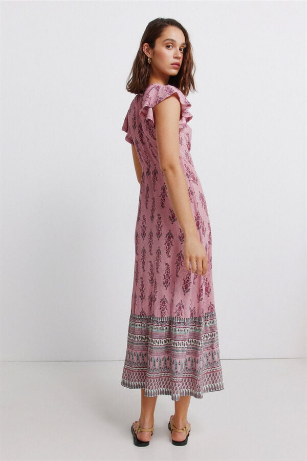 Springfield Robe midi &agrave; volants imprim&eacute; frise rose