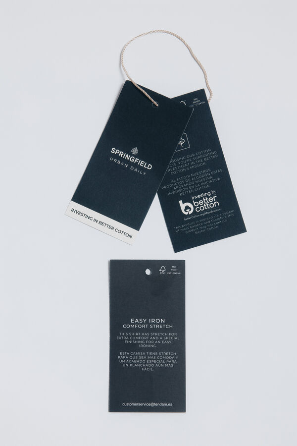 Springfield Camisa popelina micro estampado branco