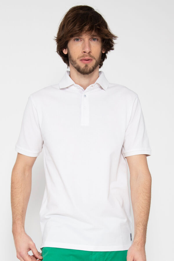 Springfield Kurzärmeliges Piqué-Poloshirt blanco