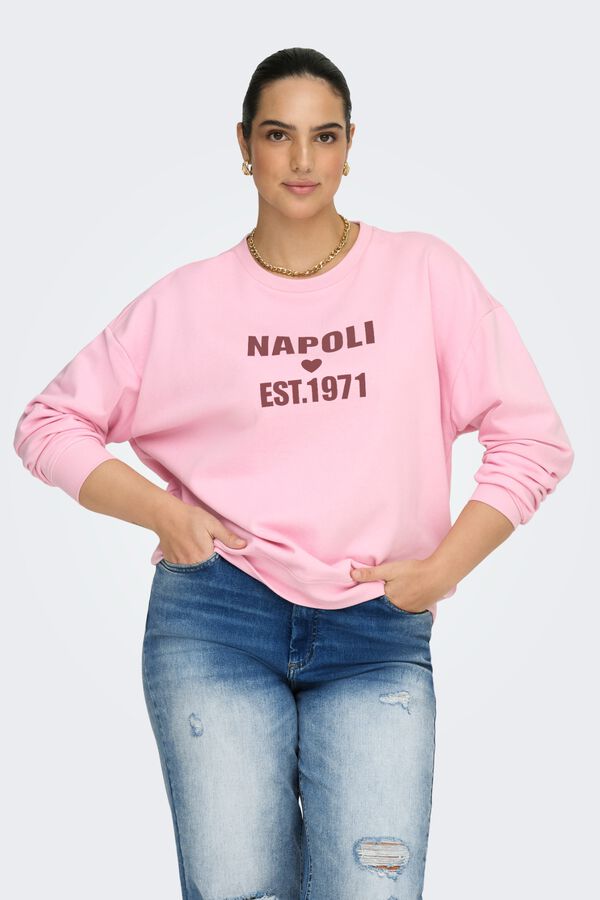 Only Carmakoma Sudadera texto frontal talla grande rosa