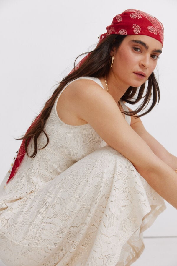 Springfield Robe &agrave; bretelles brod&eacute;e fleur marron