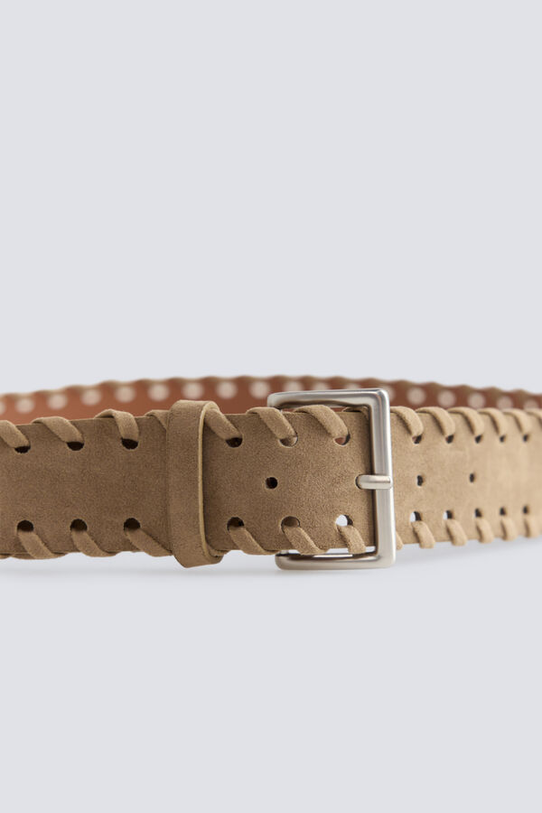 Springfield Suede effect stitched belt nude