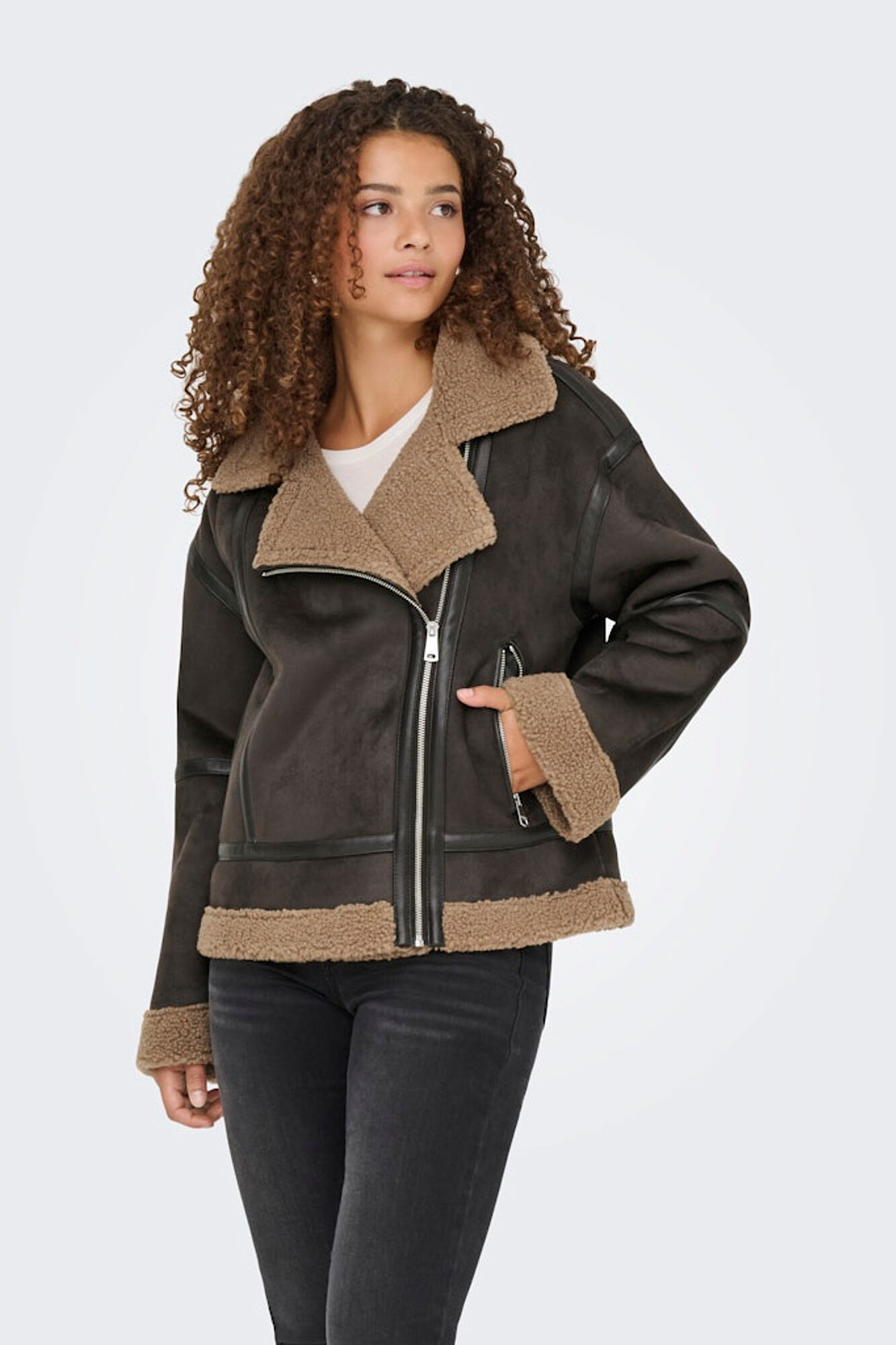 Only Jacke in Veloursleder 