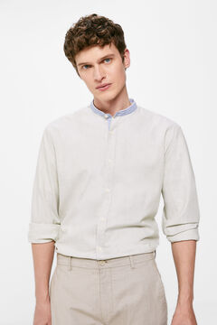 Springfield Textured shirt with mandarin collar dark gray