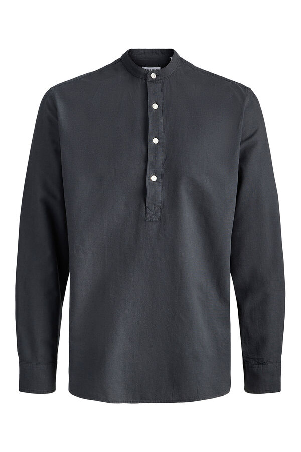 Jack & Jones Poplin mandarin collar shirt black