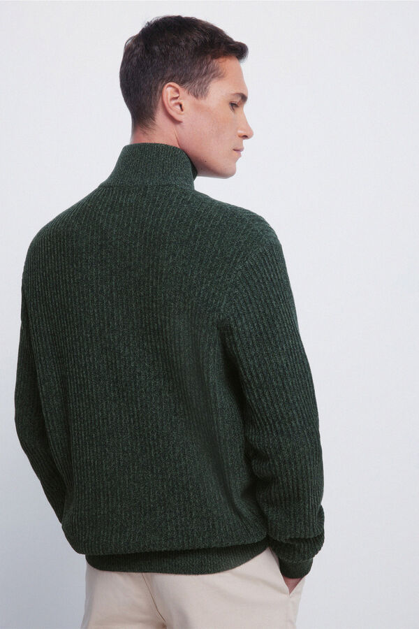 Springfield Ribbed zip fastening jumper green