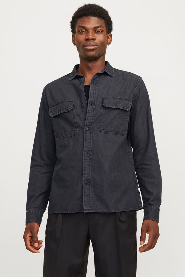 Jack & Jones Camisa estilo sarga negro