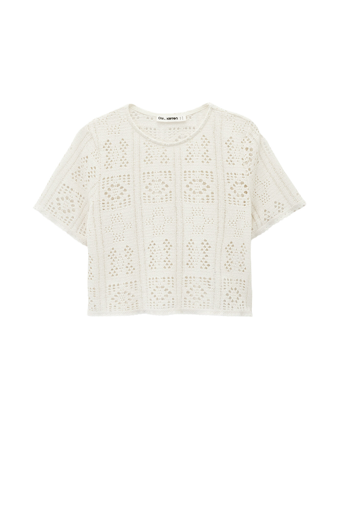 Koton T-shirt curta de crochet