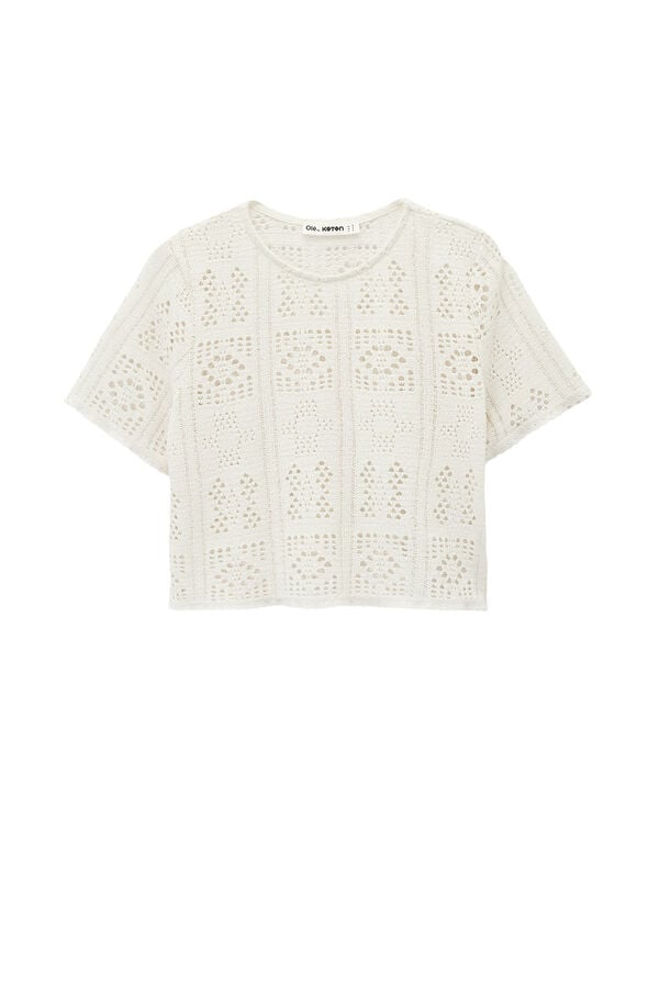 Koton Crochet short T-shirt brown