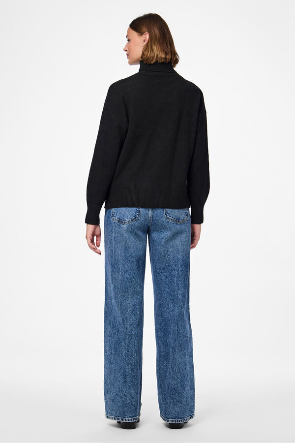 Pieces Basic turned-up sweater black
