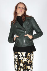 Springfield Faux leather jacket with lapels zelena
