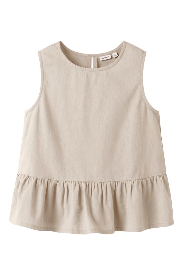 Name It Top de lino con volante beige