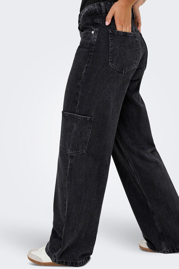 Only Jeans wide cargo negro