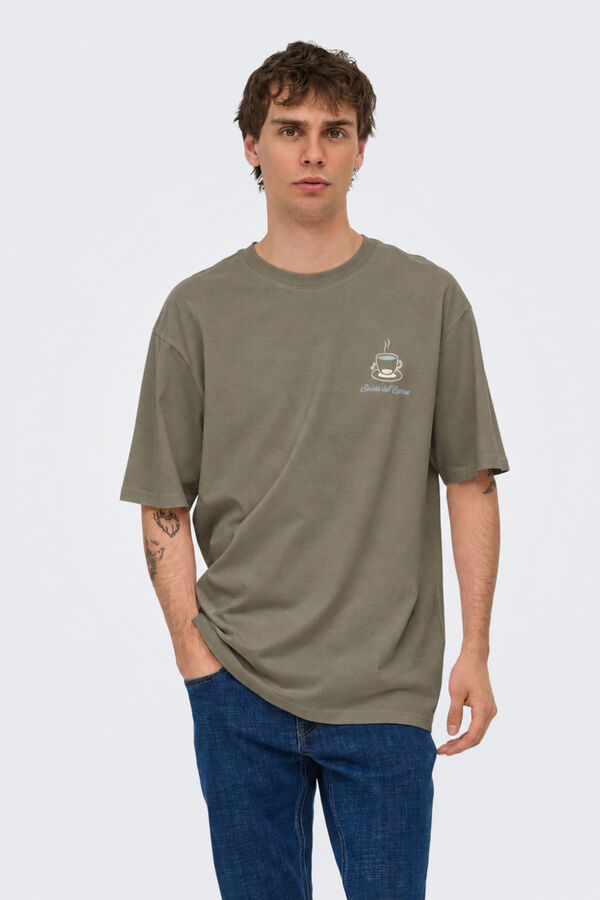 Only & Sons Camiseta relaxed fit marr&oacute;n