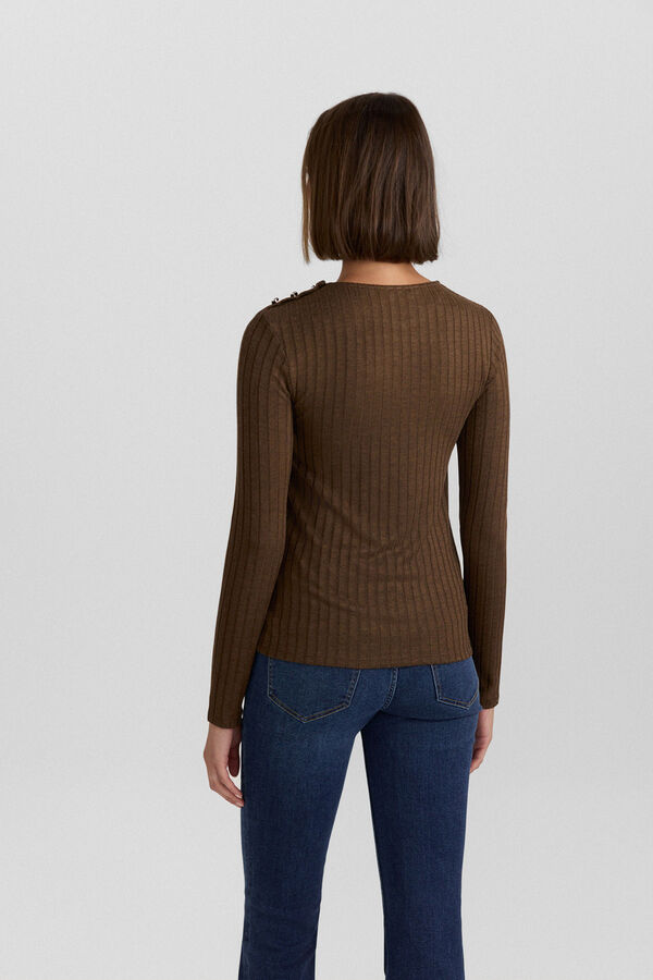 Springfield Boat neck T-shirt with buttons nude