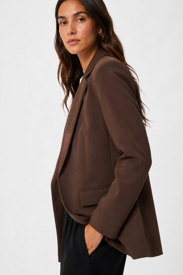 Pieces Oversized blazer without buttons brown