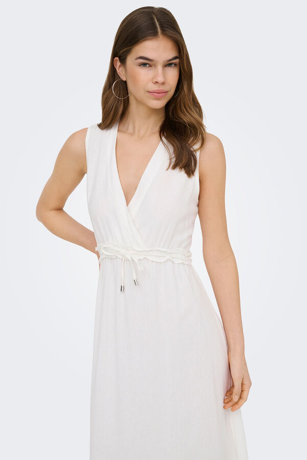 Only Vestido largo de lino blanco