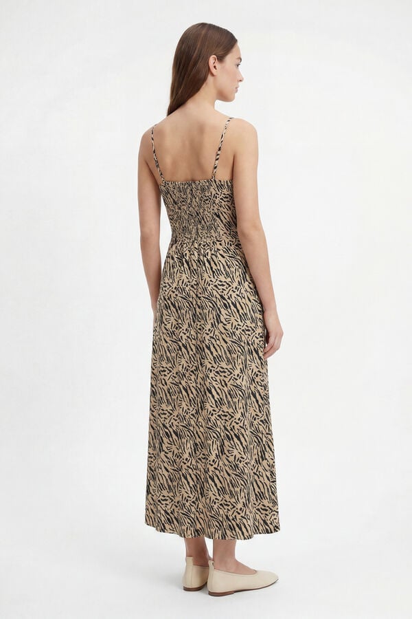 Pieces Printed strap long dress gris