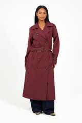 Brave Soul Long belted trench coat red