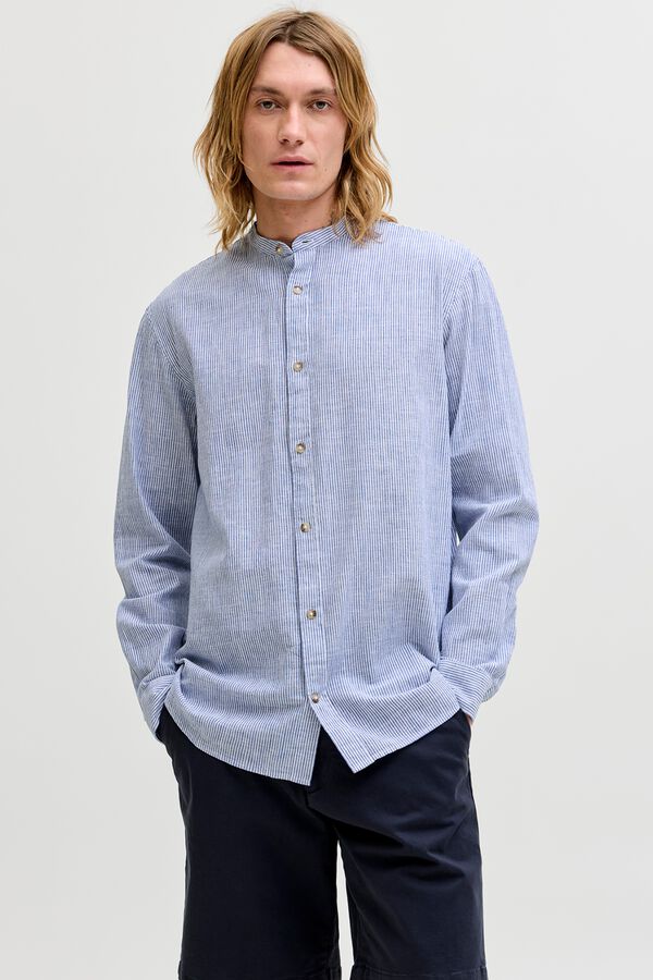 Jack & Jones Mandarin collar regular fit shirt blue
