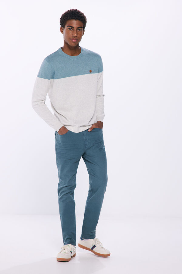 Springfield Basic color block sweater blue