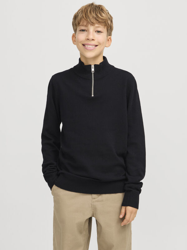 Jack & Jones Junior Sweater with zip fastening neck Crna