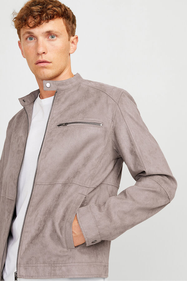 Jack & Jones Cazadora biker antelina gris