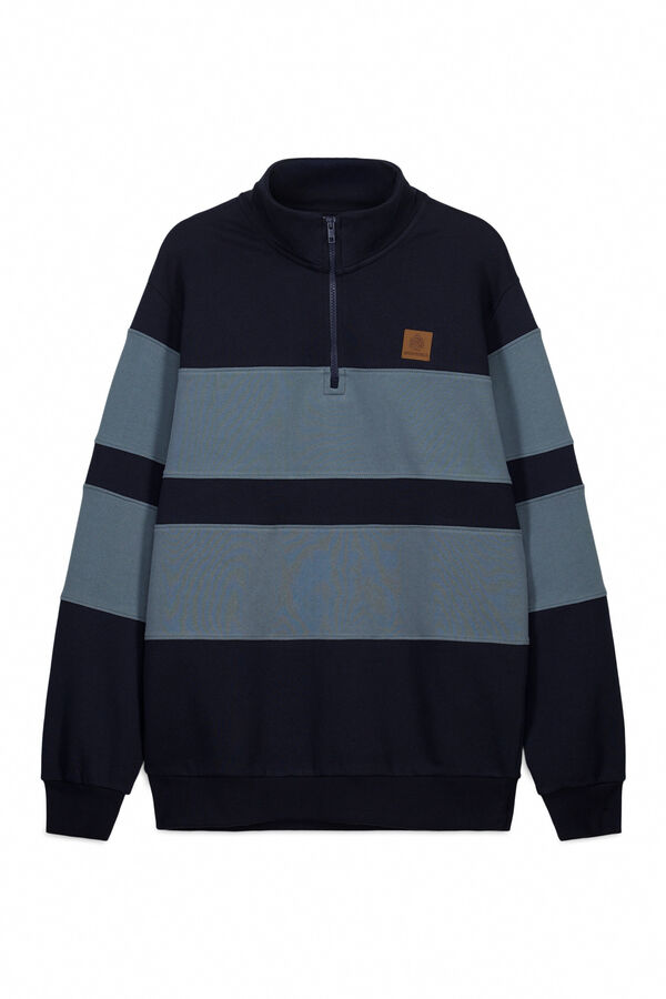 Springfield Sweatshirt gola de fecho efeito color block azul