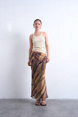 Topshop Falda midi marr&oacute;n