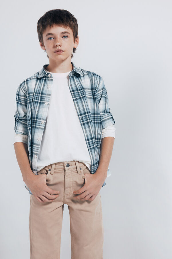 Springfield Kids Calça amarela slim fit de 5 bolsos para meninos bege