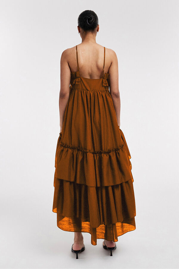 Topshop Vestido midi comprido de al&ccedil;as preto