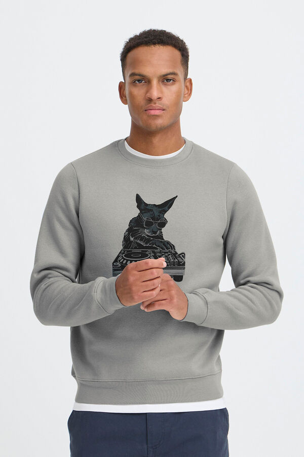 Blend Sweatshirt com gola redonda cinzento