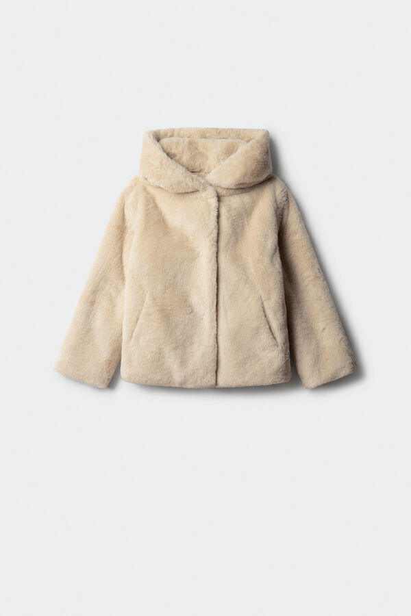 Springfield Kids Devojački krzneni kaput Bež