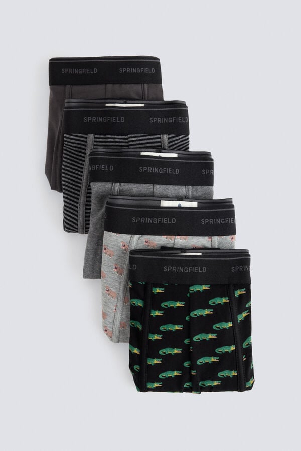 Springfield Pack 5 jungle animal boxers black