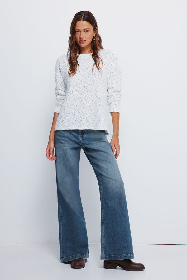 Springfield Chenille jumper with shoulder buttons white