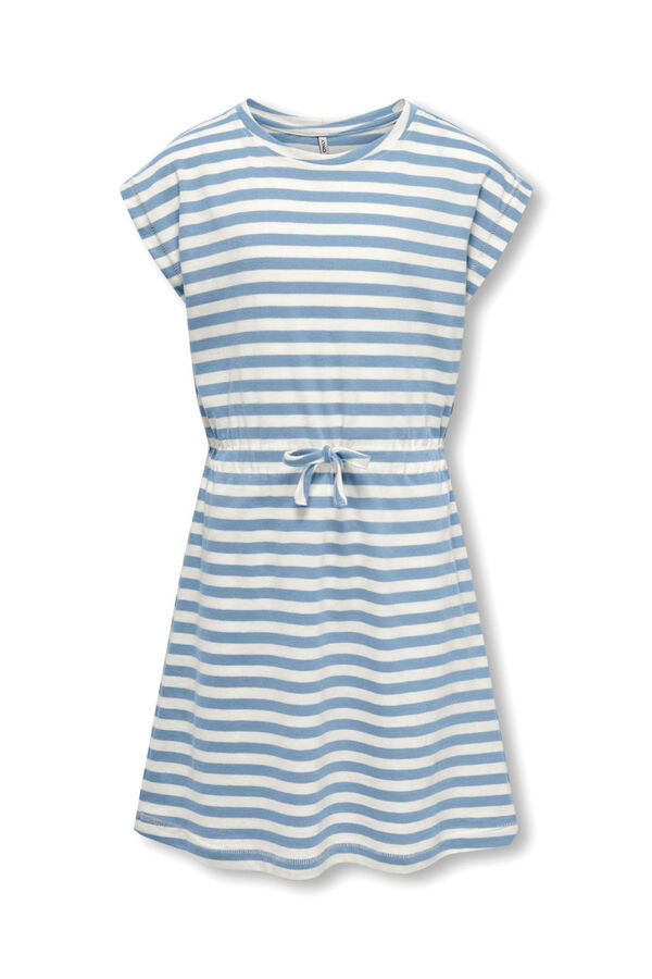 Only Girls Vestido marinero a rayas de manga corta azul