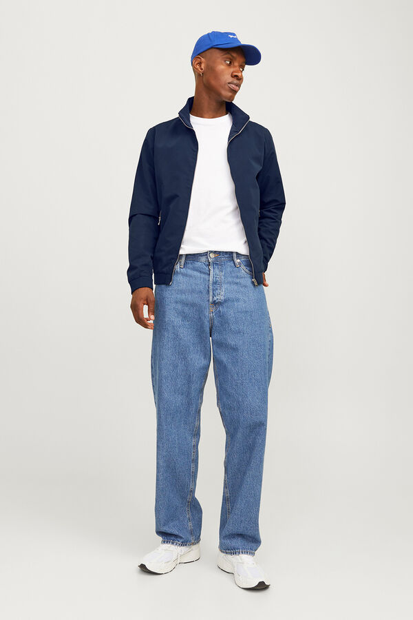 Jack & Jones bomber jacket with high neck blue