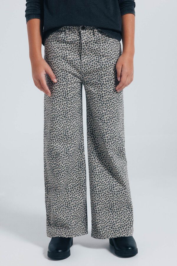 Springfield Kids Culotte pantalone sa životinjskim dezenom za devojčice Bež