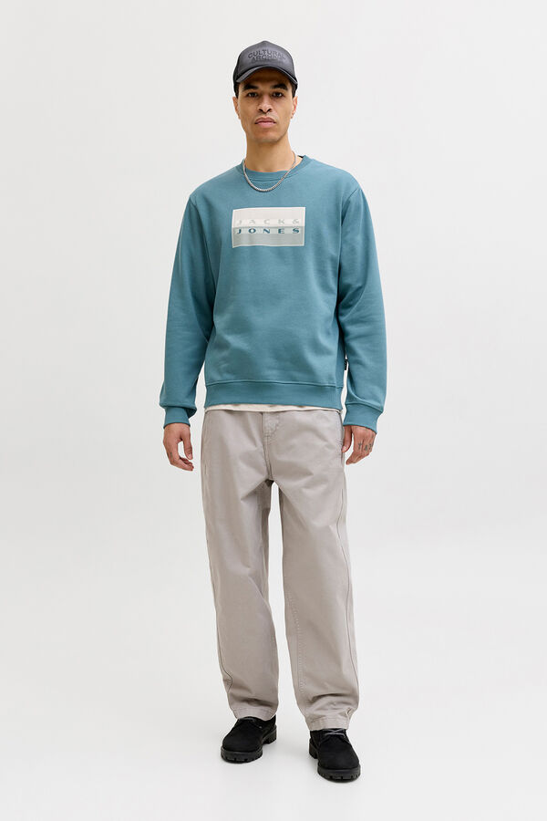 Jack & Jones Sudadera b&aacute;siga logo turquesa