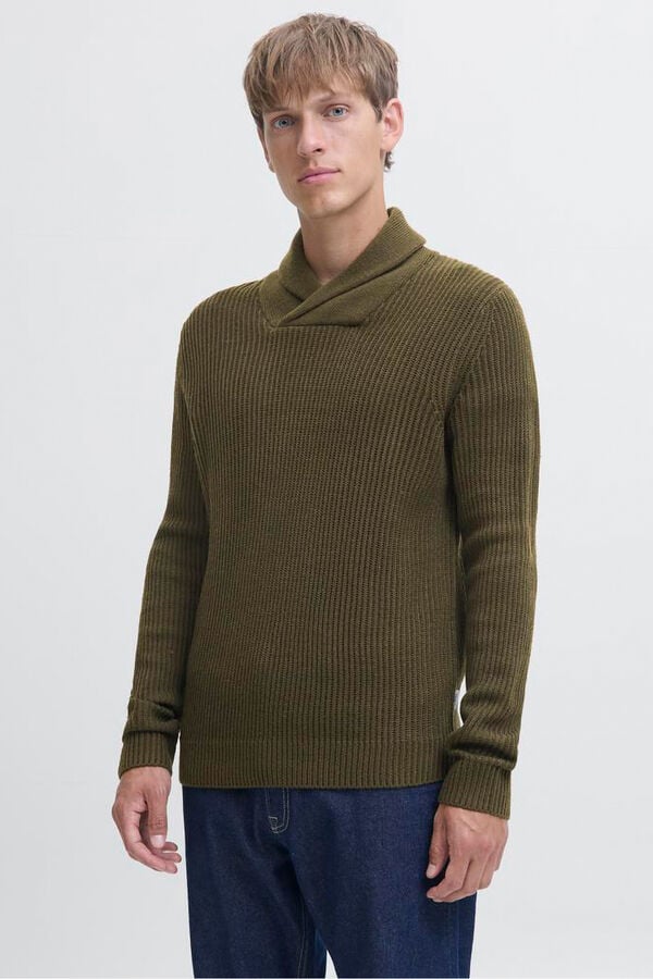 JJ REBEL Jersey de punto cuello cruzado verde