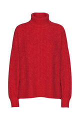 Pieces Basic-Pullover mit Umschlag Rot