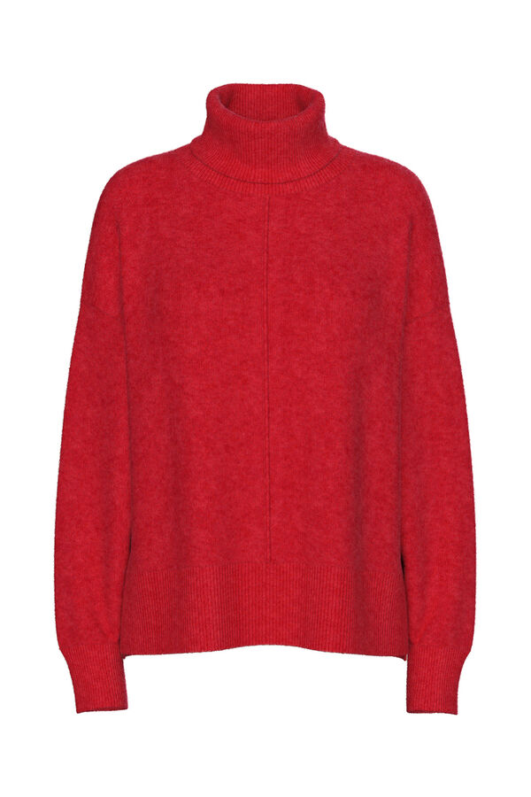 Pieces Basic-Pullover mit Umschlag Rot