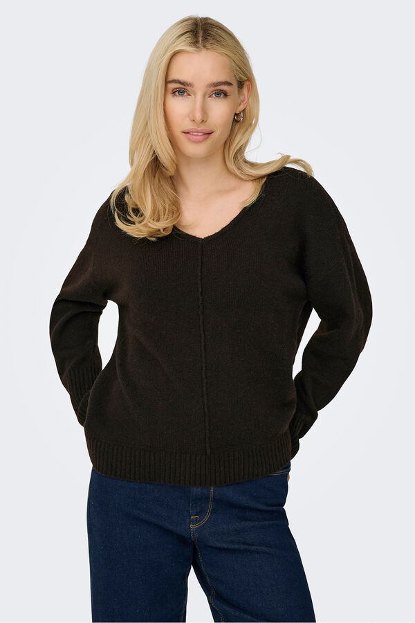 Only Pullover mit V - Ausschnitt Nude