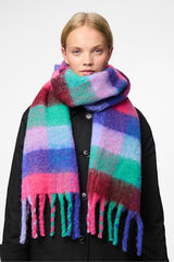 Pieces Cachecol longo xadrez macio com franjas azul